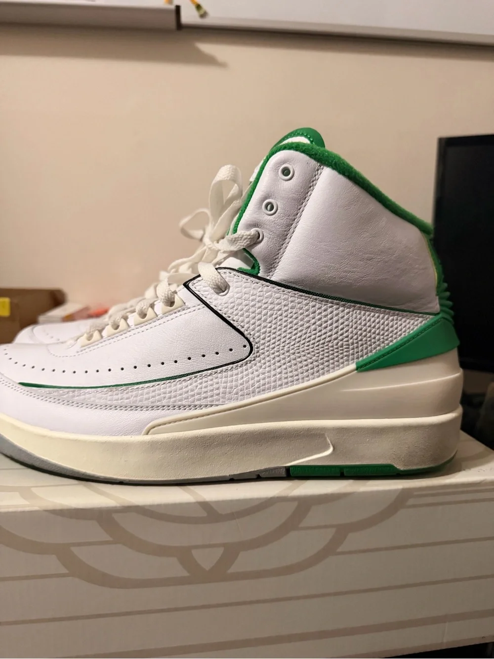 Jordan 2’s White and Green Men’s Sneakers